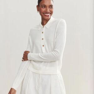 Jenni Kayne Grayson Pullover Ivory Medium Long Sleeves 100%‎ Merino Wool NWT